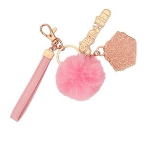 Wicked Glinda Pink Keychain with Pom Pom and Charm NWT  wGold Accents NWT